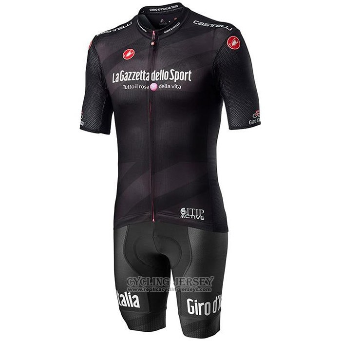 2020 Cycling Jersey Giro D'italy Black Short Sleeve And Bib Short